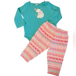 CARTER'S Teal and Aztec Patterned Polar Bear Outfit